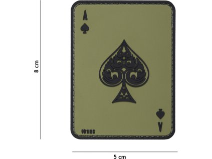 3D PVC Nášivka/Patch Ace of spades - zelená