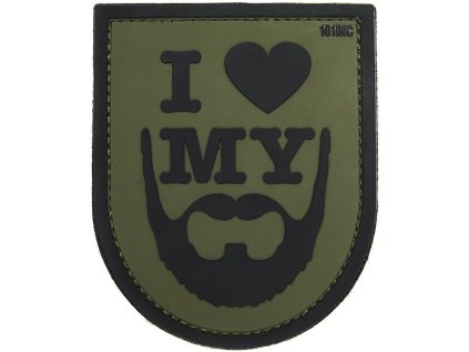 3D PVC Nášivka/Patch I love my beard - zelená