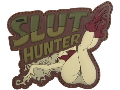 3D PVC Nášivka/Patch Slut hunter - zelená
