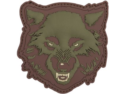 3D PVC Nášivka/Patch Wolf - zelená