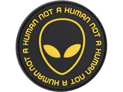 3D PVC Nášivka/Patch Not human čierna/žltá