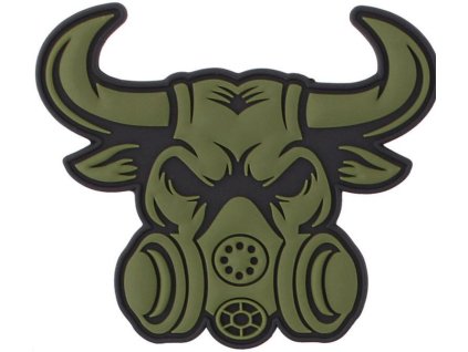 3D PVC Nášivka/Patch Gasmask Bull - zelená
