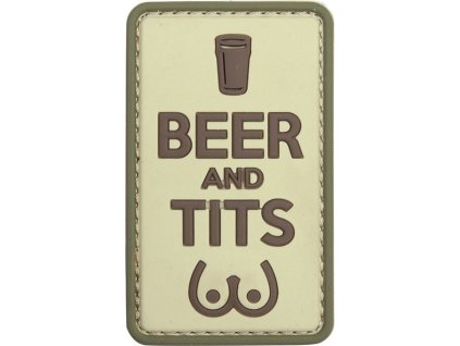 3D PVC Nášivka/Patch Beer and Tits - hnedá