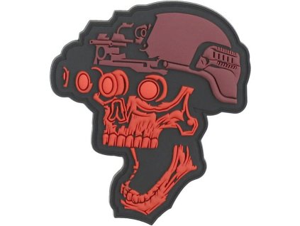 3D PVC Nášivka/Patch Night vision skull - červená