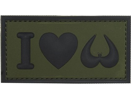 3D PVC Nášivka/Patch I love boobies - zelená