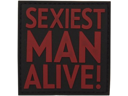3D PVC Nášivka/Patch Sexiest man alive - black/red