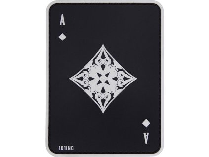 3D PVC Nášivka/Patch Ace of diamonds - black/white