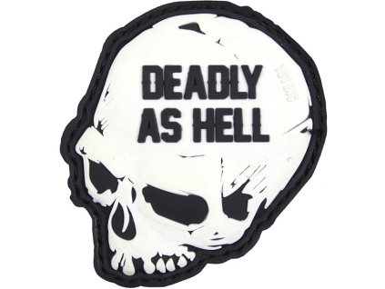 3D PVC Nášivka/Patch Deadly as hell - white/black
