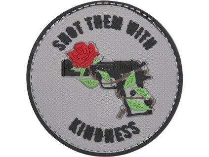 3D PVC Nášivka/Patch Shot them with kindness - grey/black