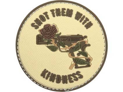 3D PVC Nášivka/Patch Shot them with kindness - sand/coyote