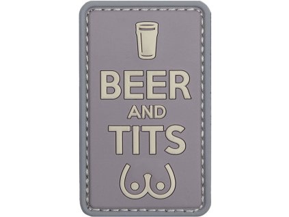 3D PVC Nášivka/Patch Beer and Tits - grey