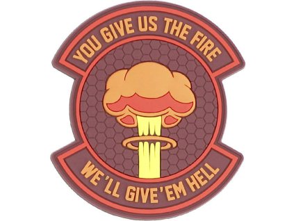 3D PVC Nášivka/Patch We 'll give 'em hell - red/orange