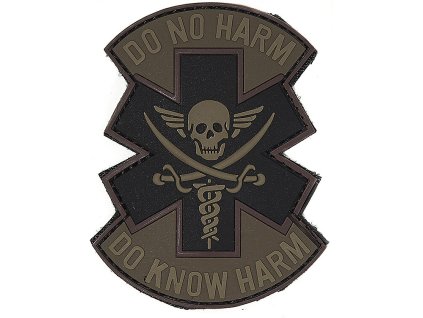 3D PVC Nášivka/Patch Do no harm Do know harm - brown/black