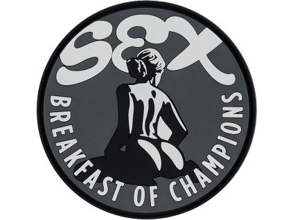 3D PVC Nášivka/Patch Sex Breakfast of champions - grey/black