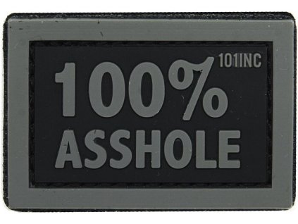 3D PVC Nášivka/Patch 100% asshole - čierna/šedá