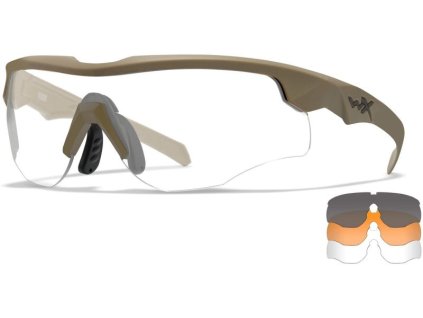 WILEY X Ochranné okuliare ROGUE COMM - šedé + číre + oranžové sklá / matný pieskový rám