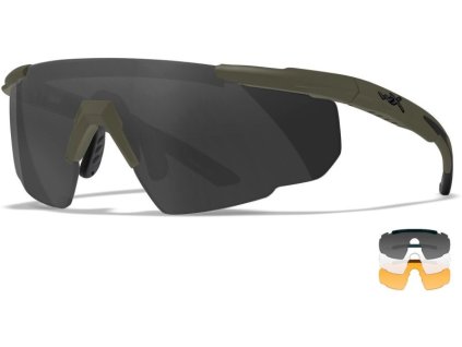 WILEY X Ochranné okuliare SABER ADVANCED - šedé + číre + oranžové sklá / matný zelený rám