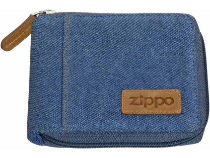 ZIPPO Kožená/Textilná puzdro na doklady 12,4x11,1x2,2cm - denim / brown (44162)