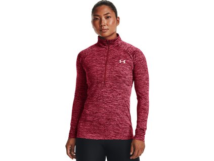 UNDER ARMOUR Dámske tričko s dlhým rukávom Tech 1/2 Zip - Twist - tmavo ružová (1320128-664)