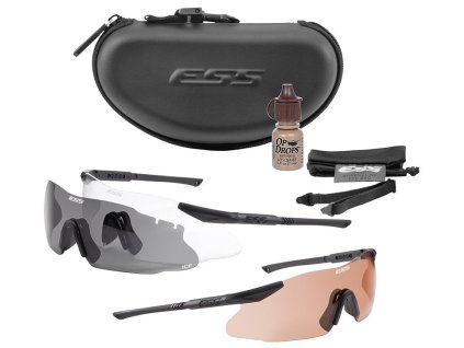 ESS Ochranné okuliare ICE 2.4 Tactical set - číre, červené, žlté sklo, dva rámy, nofog, krabička, popruh (740-0007)