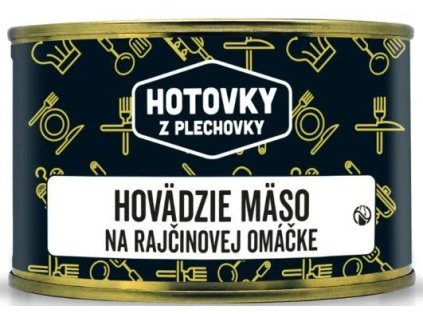 HOTOVKY Z PLECHOVKY Hovädzie mäso na rajčinovej omáčke 400g