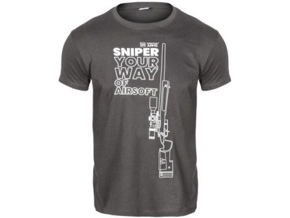 SPECNA ARMS Tričko Your Way of Airsoft Sniper - šedé/biele (SPE-23-027524)