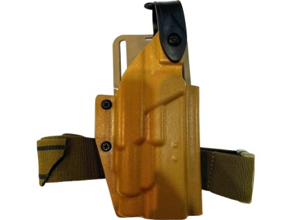 MUSTACHEGEAR Puzdro na zbraň LESHY OWB G34 Olight PL2 w/ thumb lock, pravák - coyote