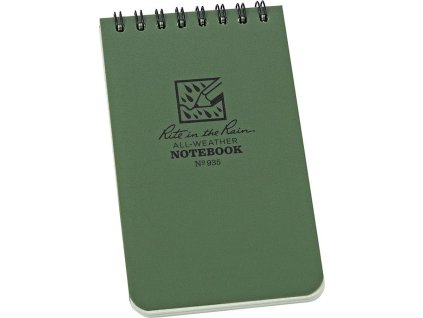 RITE IN THE RAIN Vodeodolný zápisník 3 x 5 Top Spiral - zelený (RITR935)