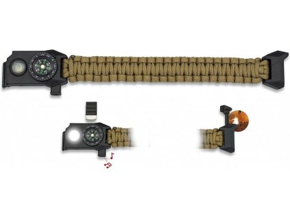 BARBARIC Paracord náramok Survival so svetlom - coyote (33905-CO)