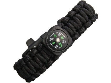 EXPLORER Paracord náramok s kompasom - black (EXP61)