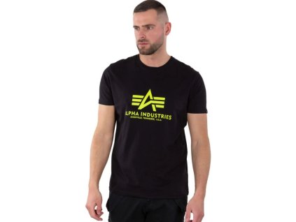 ALPHA INDUSTRIES Tričko BASIC Neon Print - black/neon yellow (100501NP/478)