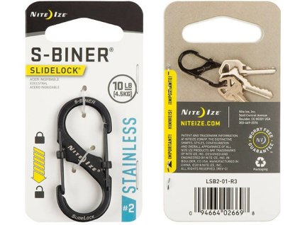 NITE IZE Karabína S-Biner #2 SlideLock - black (LSB2-01-R3)