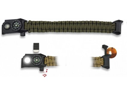 BARBARIC Paracord náramok Survival so svetlom - green (33905-VE)