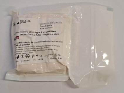 INVAZ Hotový obväz typu A s vankúšikom 10cm x 20cm x 3,5m