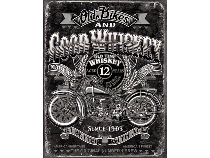 TIN SIGNS Retro plechová ceduľa Old Bikes Good Whiskey (TSN2458)