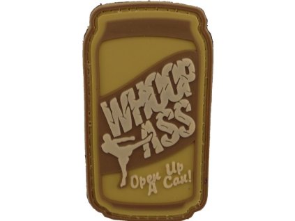 3D PVC Nášivka/Patch WHOOP ASS, 7x4cm - tan