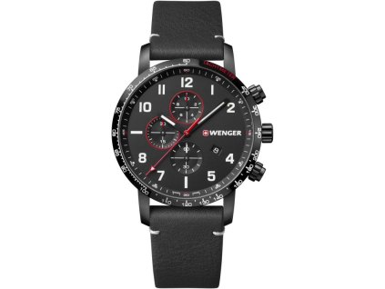 WENGER Hodinky Attitude Chrono / kožený remienok - black / black (01.1543.106)