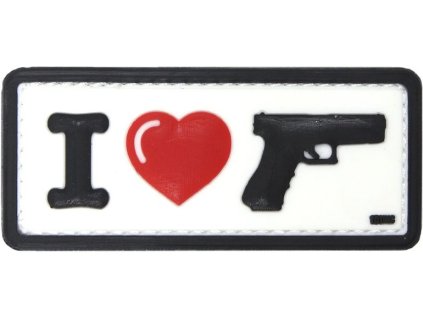 3D PVC Nášivka/Patch I Love my sidearm - biela