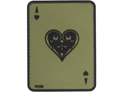 3D PVC Nášivka/Patch Ace of hearts - green/black