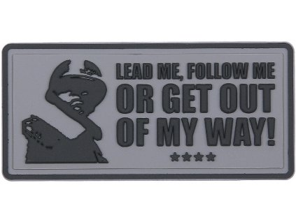 3D PVC Nášivka/Patch Lead me, follow me - grey
