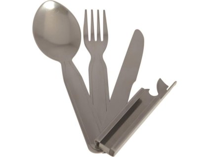 MILTEC Skladací zasúvací 3-dielny príbor s otvárakom - stainless steel (14622600)