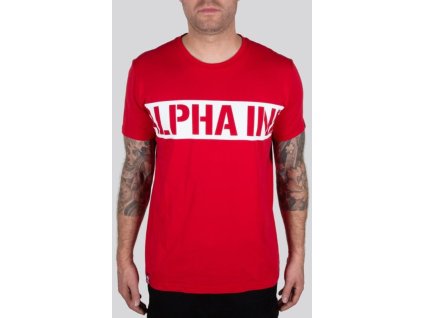 ALPHA INDUSTRIES Tričko Printed Stripe T - červené (118511/328)