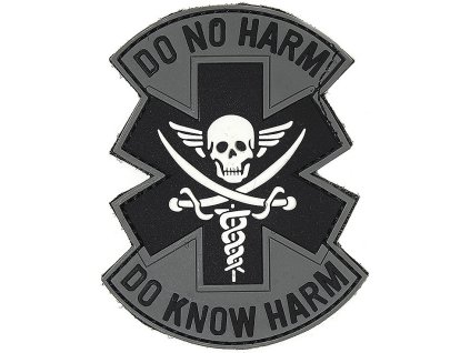 3D PVC Nášivka/Patch Do no harm Do know harm - grey/black