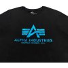 ALPHA INDUSTRIES Tričko BASIC Foil Print - black/blue (100501FP/93)