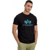 ALPHA INDUSTRIES Tričko BASIC Foil Print - black/blue (100501FP/93)