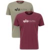 ALPHA INDUSTRIES Tričko LABEL 2 Pack - olive/burgundy (118534/642)