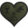 3D PVC Nášivka/Patch Love, wine, dicks and guns - zelená