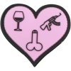 3D PVC Nášivka/Patch Love, wine, dicks and guns - ružová