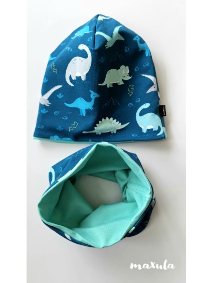 čepice a nákrčník dinosauři