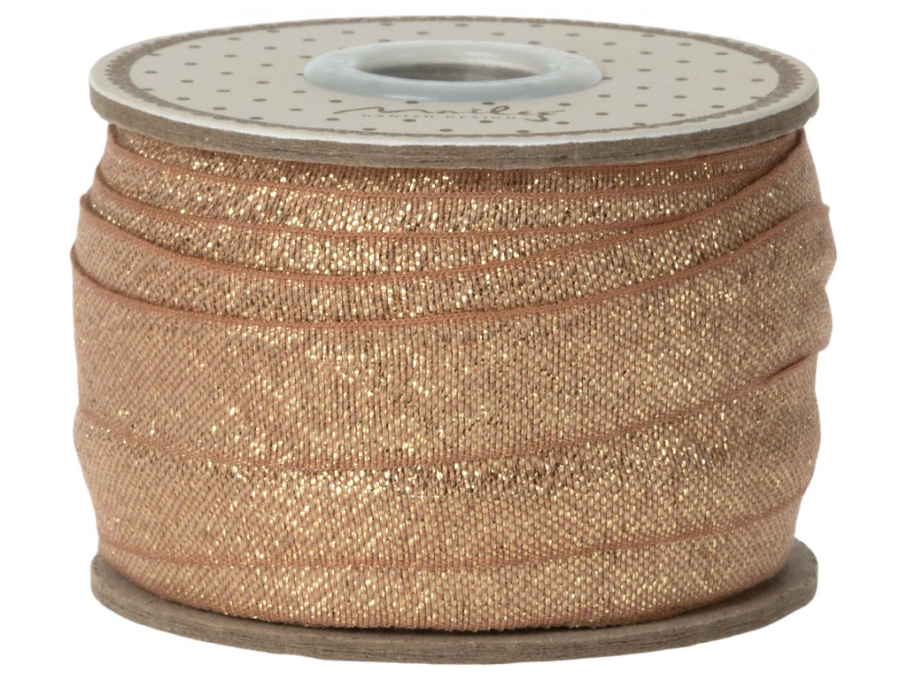 Maileg Široká dekorativní stuha Vintage Rose/Gold 20 m  Maileg Ribbon, 20 m